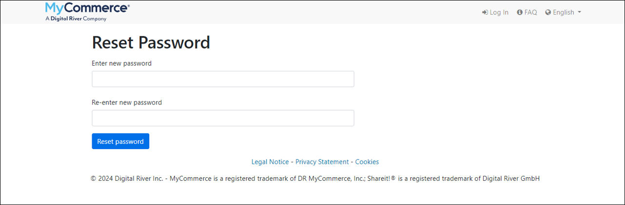 MyCommerce Page ResetPassword